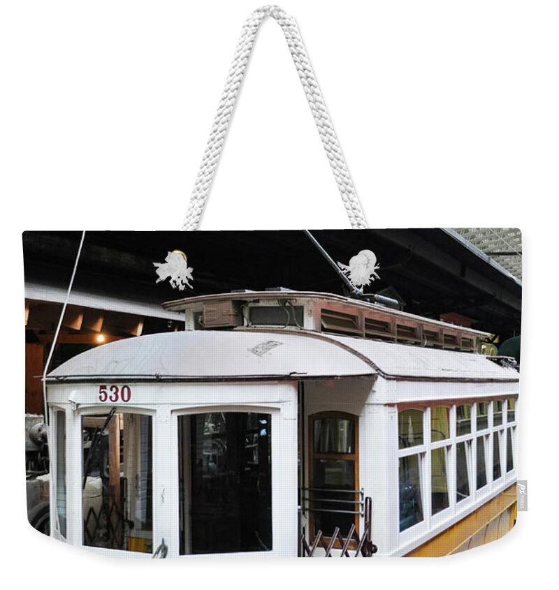 Duluth Weekender Tote Bag featuring the photograph Lake Superior Trolley by Kyle Hanson