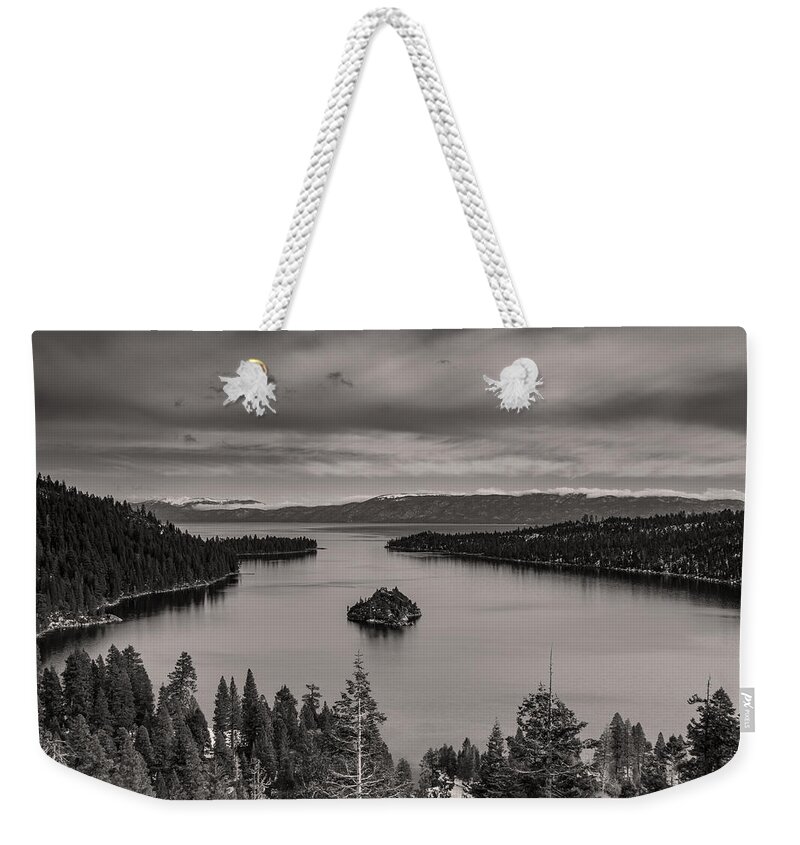 Emerald Bay Weekender Tote Bag featuring the photograph Lake Tahoe Emerald Bay view by Alessandra RC