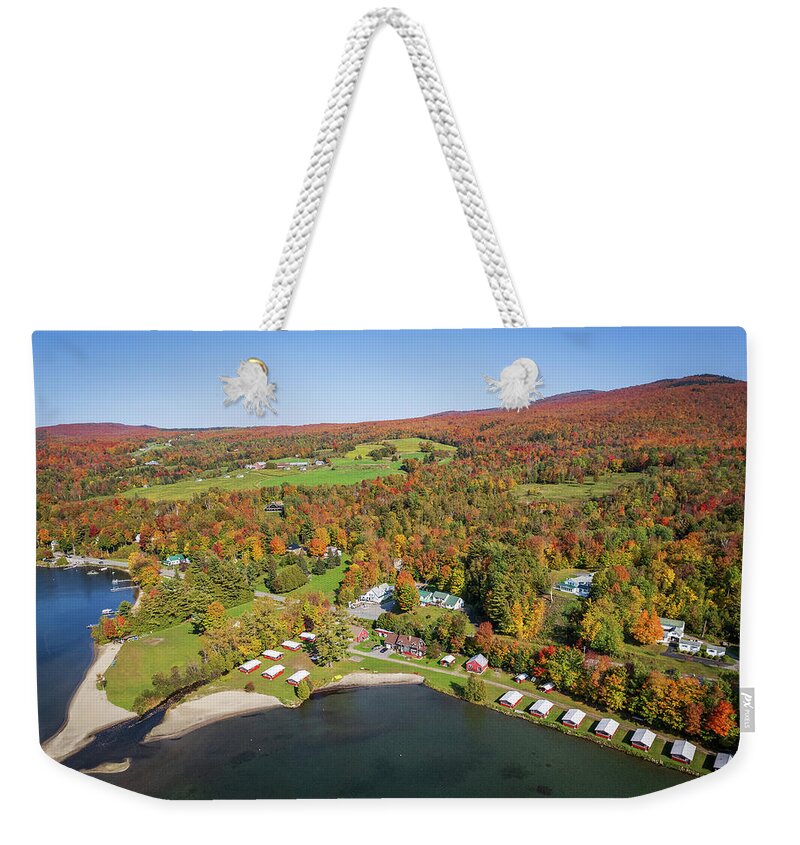 Lake Willoughby Weekender Tote Bag featuring the photograph The Sandbar Lake Willoughby, Vermont 10/8/21 by John Rowe