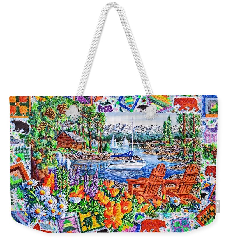 Lake Weekender Tote Bag featuring the painting Lakeside Retreat by Diane Phalen