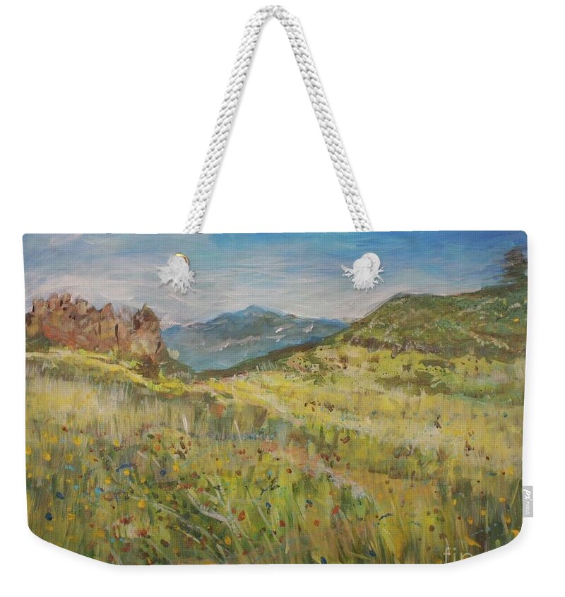 Landscape Weekender Tote Bag featuring the painting Landscape Devils Back Bone by Joseph Mora
