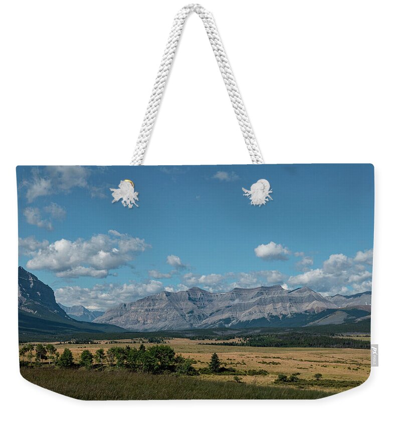 Landscape Weekender Tote Bag featuring the photograph Landscape in the Alberta Rockies by Karen Rispin