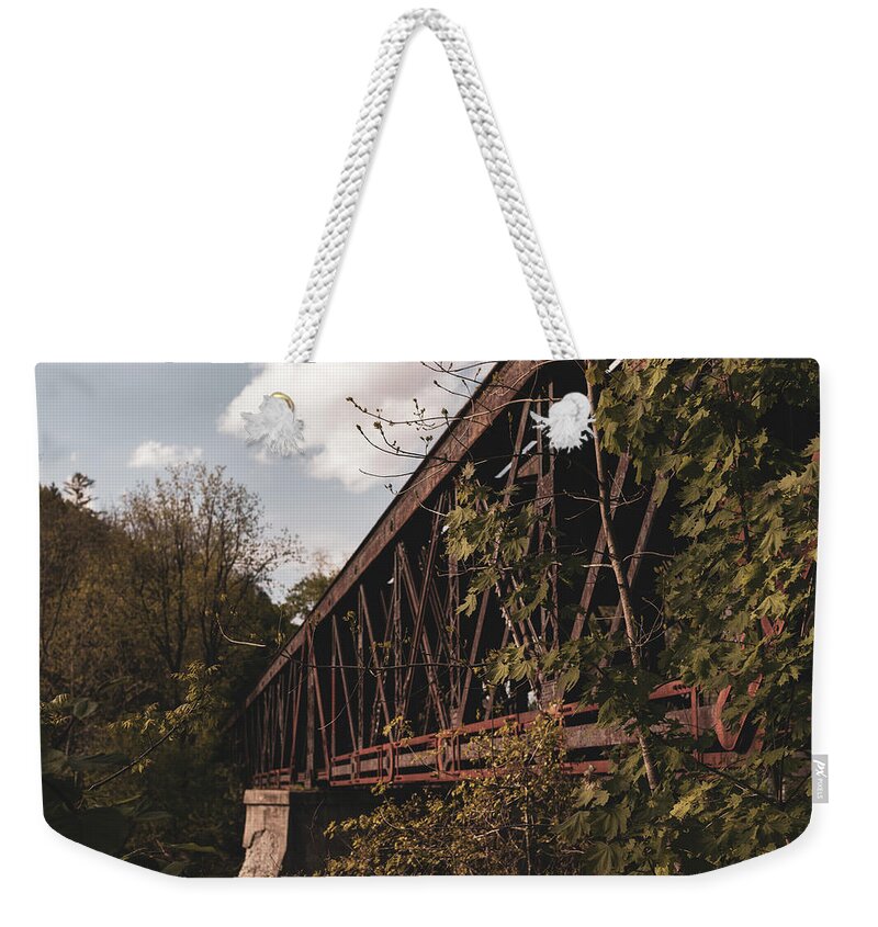 Landscapes Weekender Tote Bag featuring the photograph Landscape Photography - Rail Road Bridge 2 by Amelia Pearn