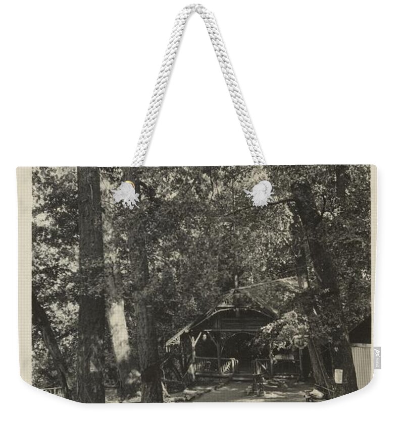 Nature Weekender Tote Bag featuring the painting Landscape with Cabin by MotionAge Designs