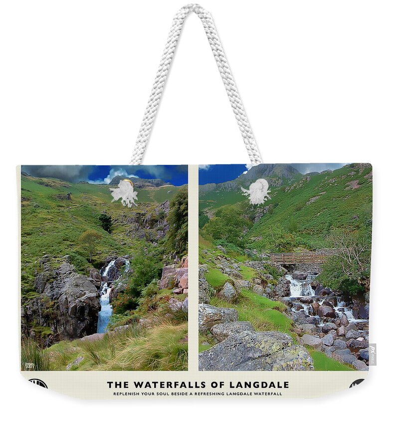 Langdale Weekender Tote Bag featuring the photograph Langdale Waterfalls Cream Railway Poster by Brian Watt