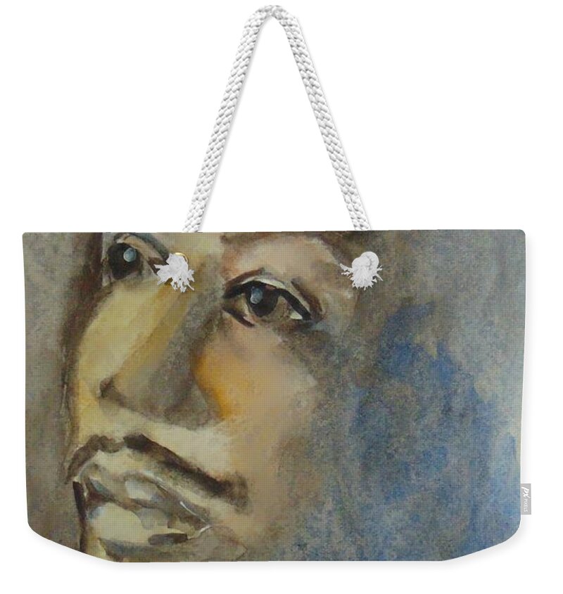Poet Weekender Tote Bag featuring the painting Langston Hughes by Saundra Johnson