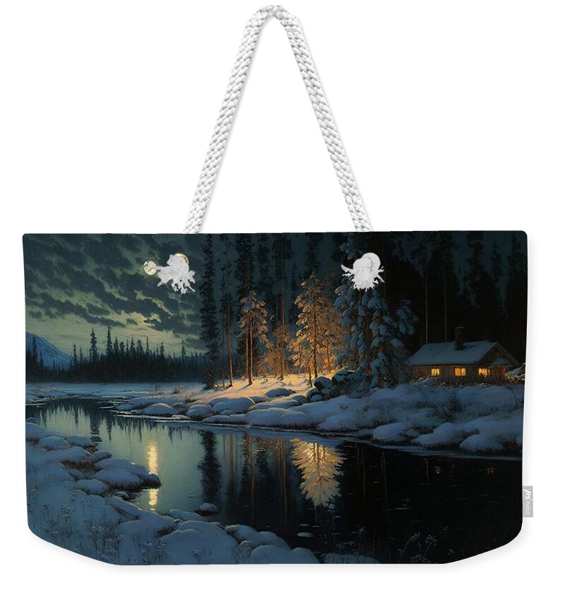 Landscape Weekender Tote Bag featuring the digital art Lapland 1 by Kai Saarto