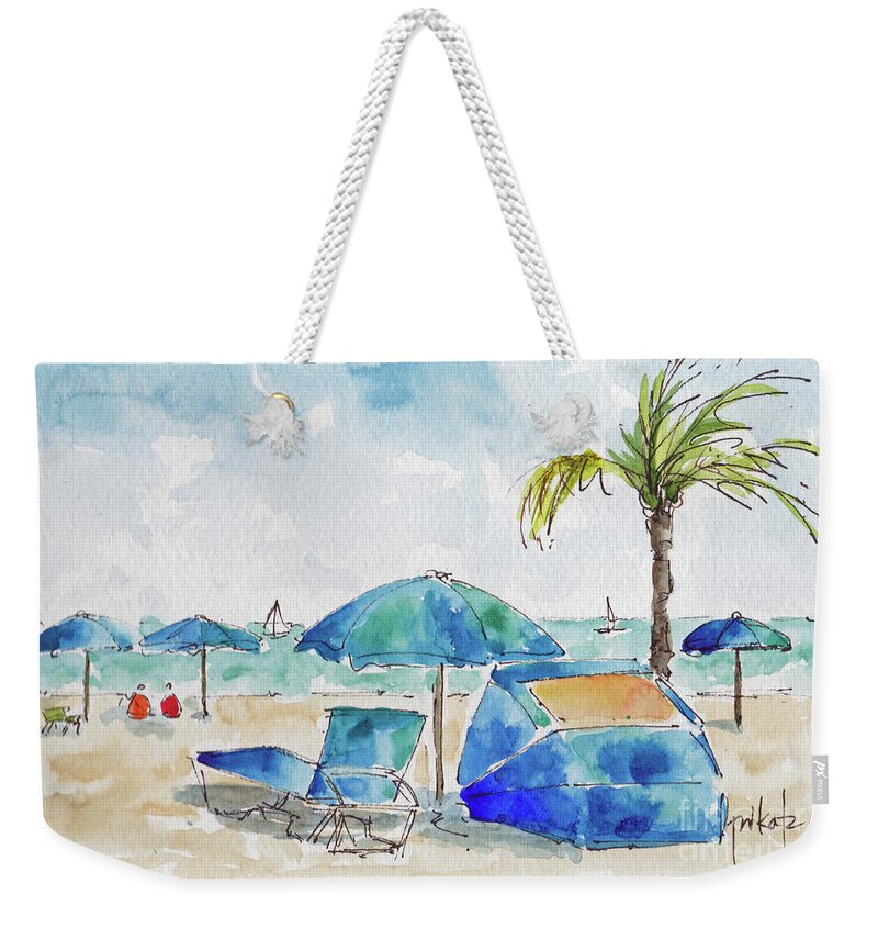 Impressionism Weekender Tote Bag featuring the painting Las Olas Beach Fort Lauderdale by Pat Katz