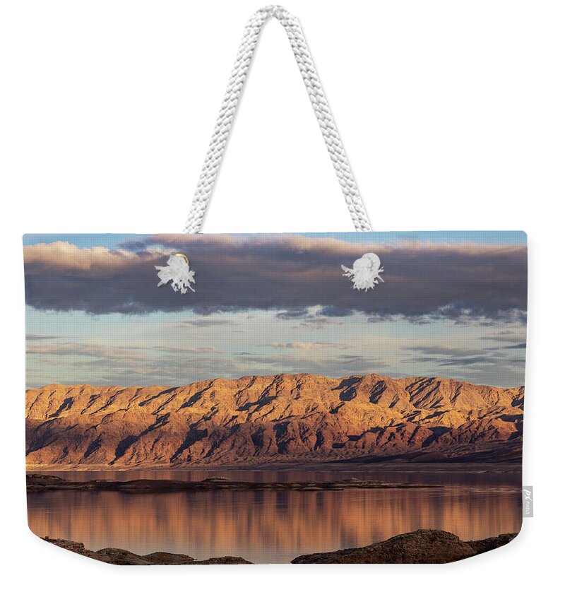 Nevada Weekender Tote Bag featuring the photograph Las Vegas Bay Reflection by James Marvin Phelps