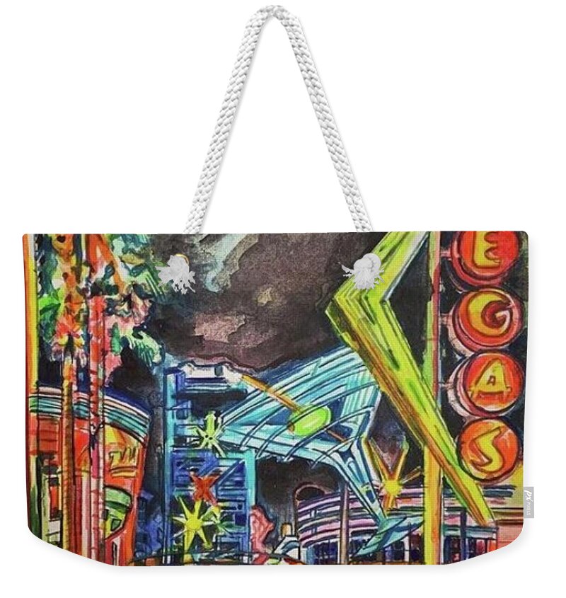 Urban Landscape Weekender Tote Bag featuring the painting Las Vegas by Try Cheatham