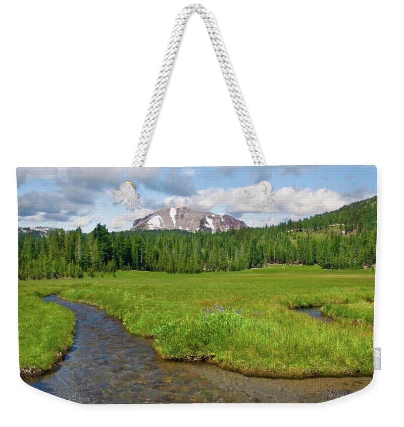 Alpine Weekender Tote Bag featuring the photograph Lassen Peak and Kings Creek by Jeff Goulden