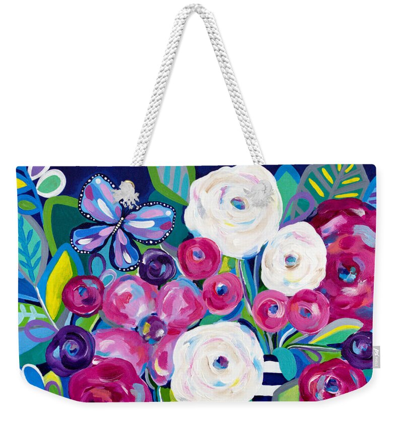 Floral Bouquet Weekender Tote Bag featuring the painting Last Burst of Summer by Beth Ann Scott