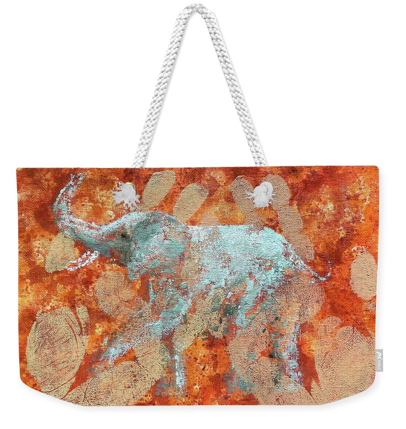 Elephant Weekender Tote Bag featuring the painting Last Chance I by Shirley Galbrecht
