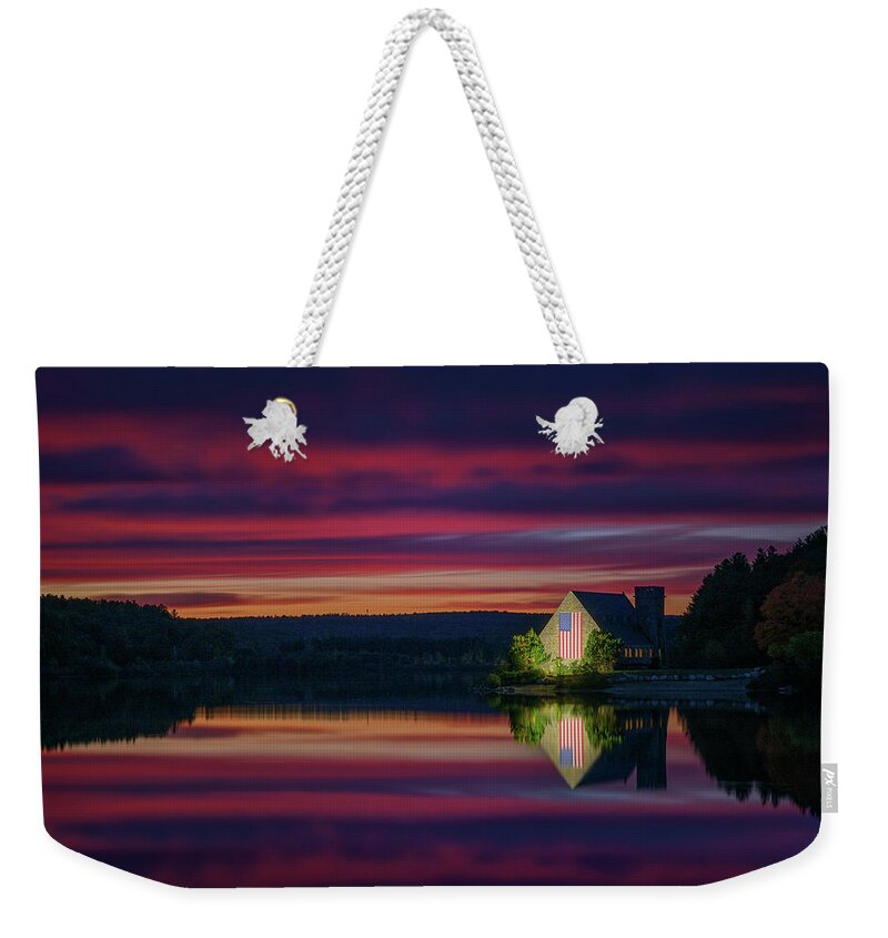 Old Stone Church Weekender Tote Bag featuring the photograph Last Light at the Old Stone Church by Kristen Wilkinson