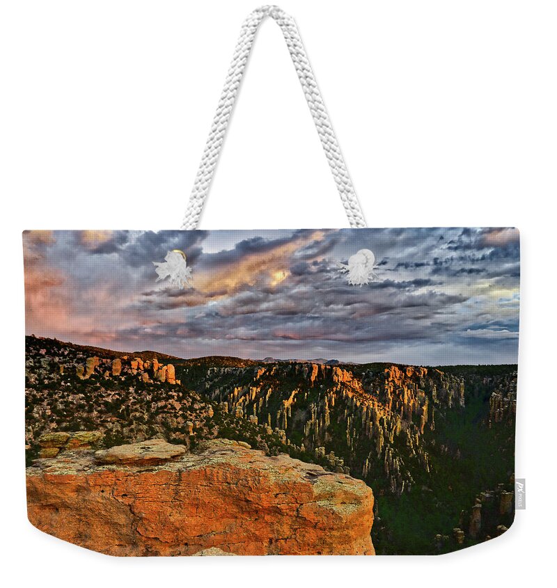 Chiricahua Mountains Weekender Tote Bag featuring the photograph Last Light on the Chiricahua Mountains, Arizona by Chance Kafka