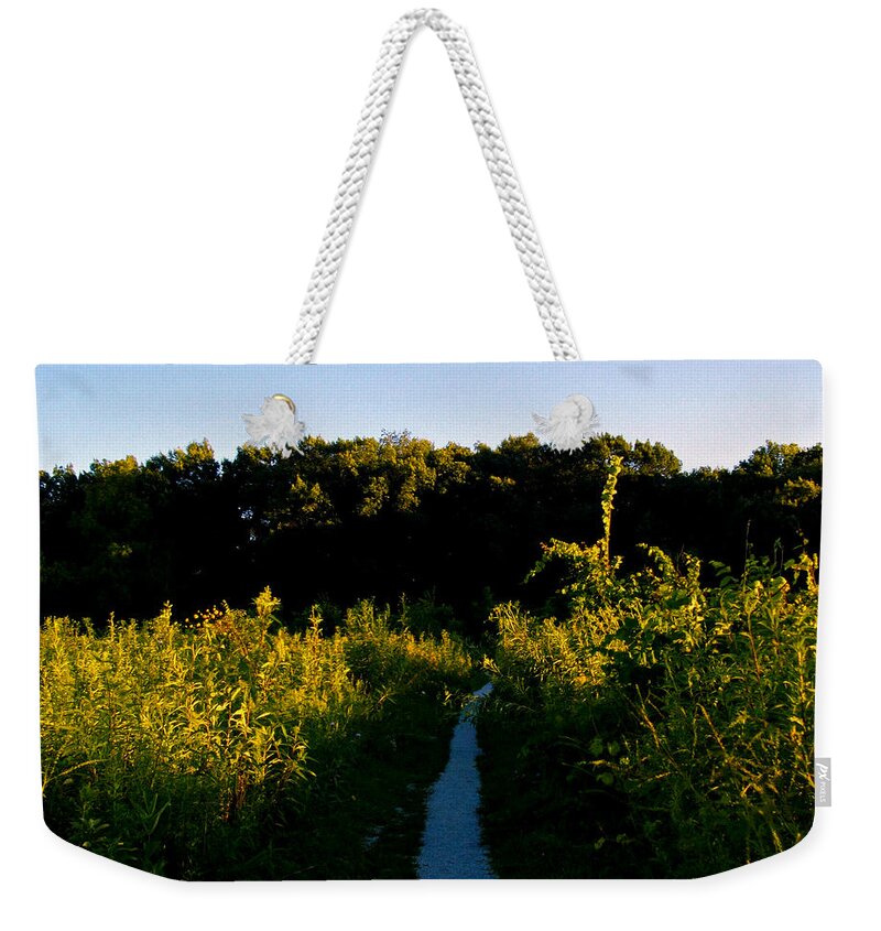 Natutre Weekender Tote Bag featuring the photograph Last Light On The Preserve Trail by Frank J Casella