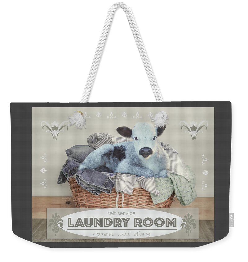 Laundry Room Sign Weekender Tote Bag featuring the photograph Laundry Room sign by Cathy Valle