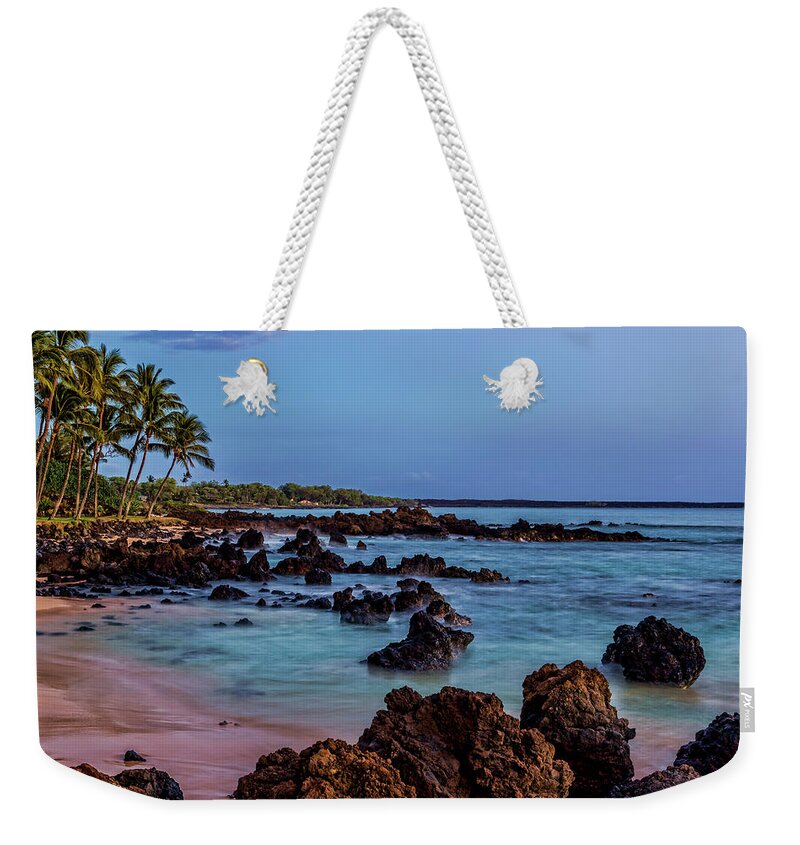 Makena Weekender Tote Bag featuring the photograph Lava Rocks at Dusk by Kelley King