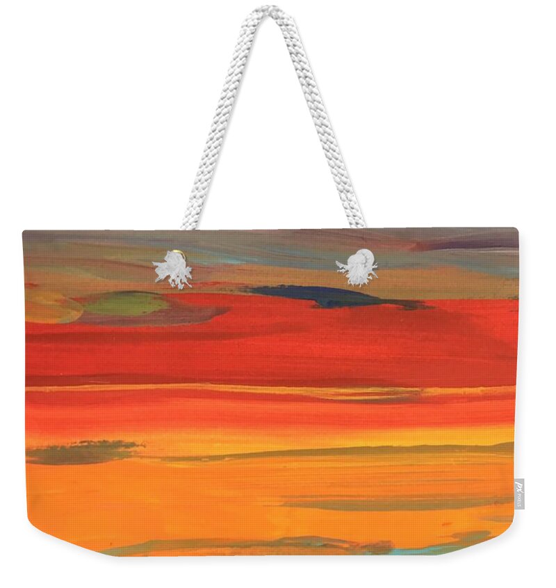 Abstracts Weekender Tote Bag featuring the painting Layers by Debora Sanders