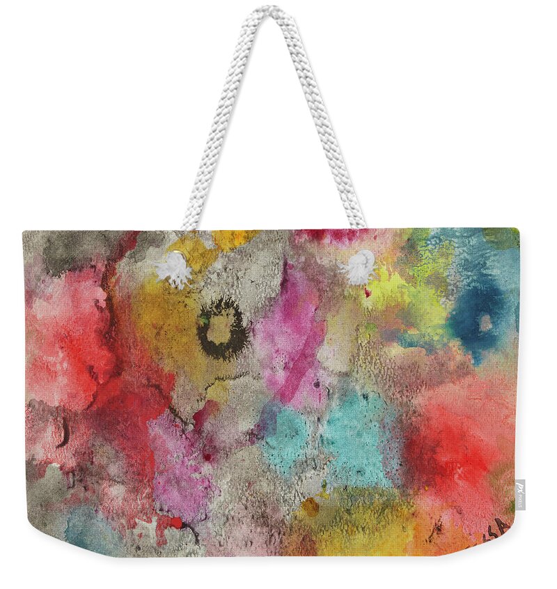 Abstract Weekender Tote Bag featuring the painting True Colors by Tessa Evette