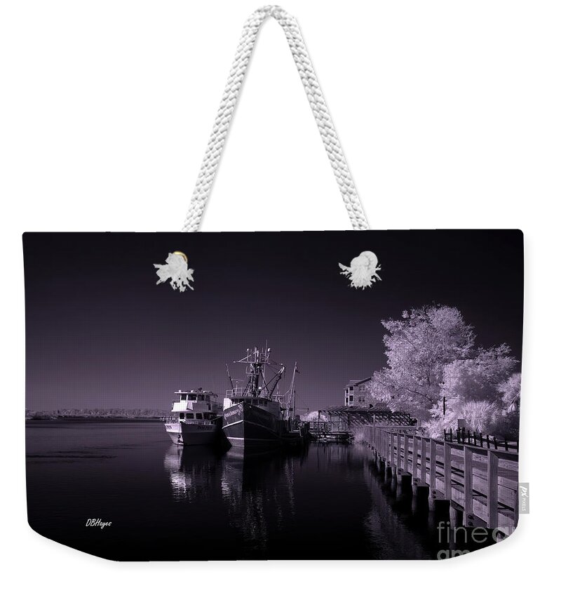 Aquatic Weekender Tote Bag featuring the photograph Lazy Evening - A Black and White Infrared Seascape by DB Hayes