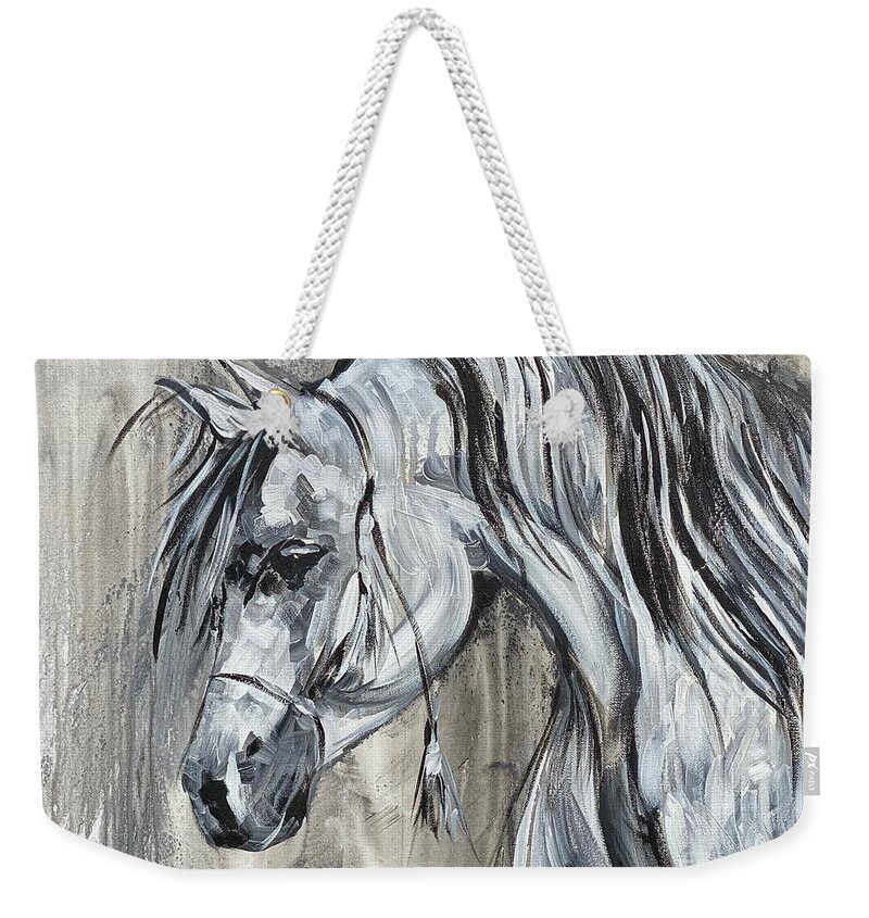 Pony Weekender Tote Bag featuring the painting Lazy Stallion by Alan Metzger