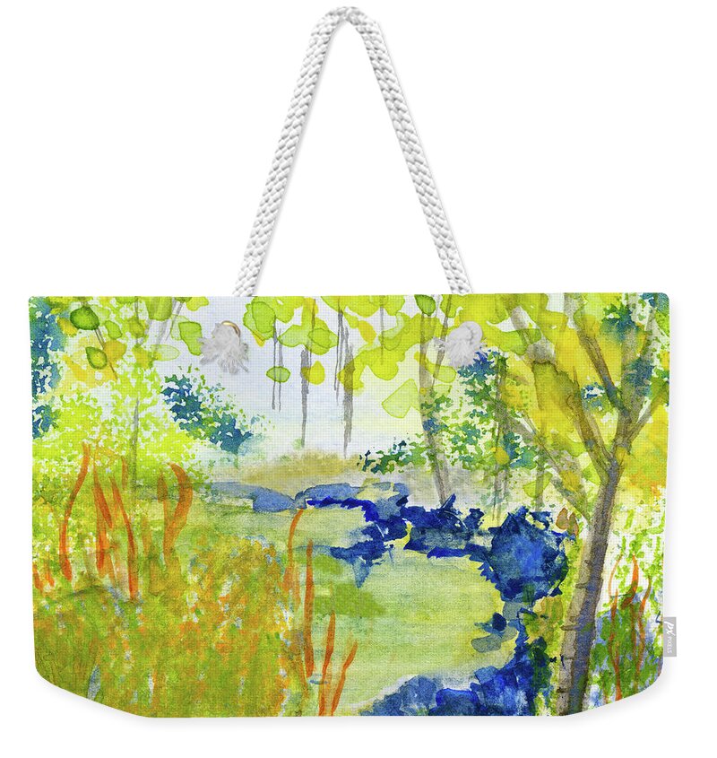 Nature Weekender Tote Bag featuring the painting Lazy Summer Day Abstract by Deborah League