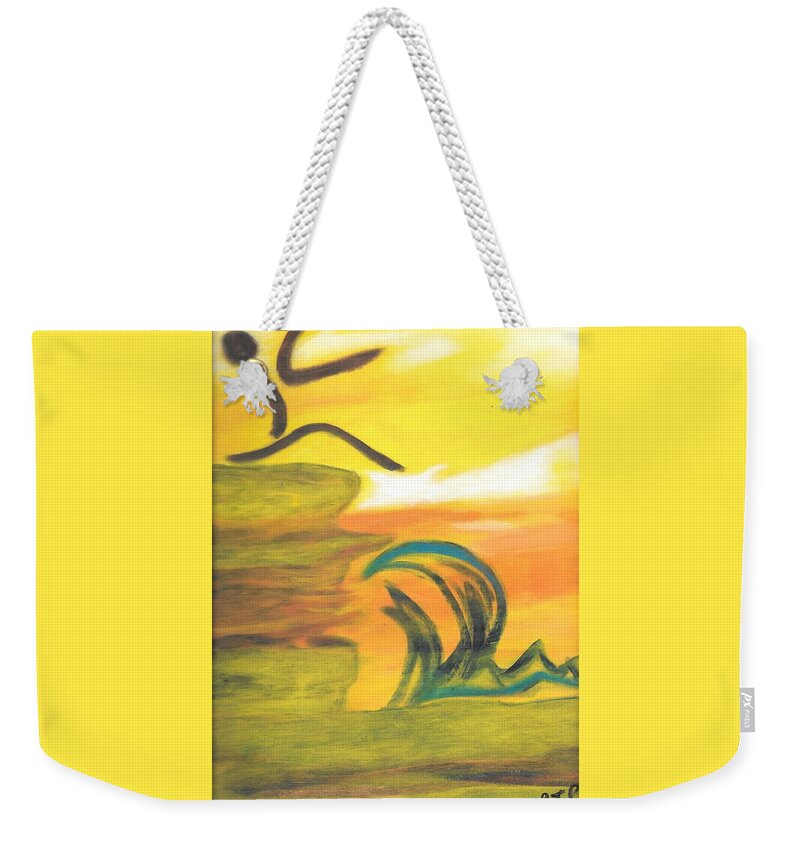 Leap Weekender Tote Bag featuring the painting Leap of Faith by Esoteric Gardens KN
