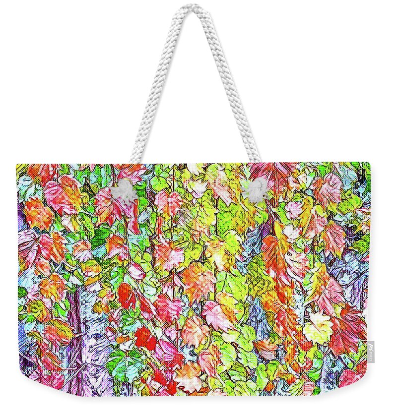 Leaves Weekender Tote Bag featuring the mixed media Leaves Of Change 11 by Toni Somes