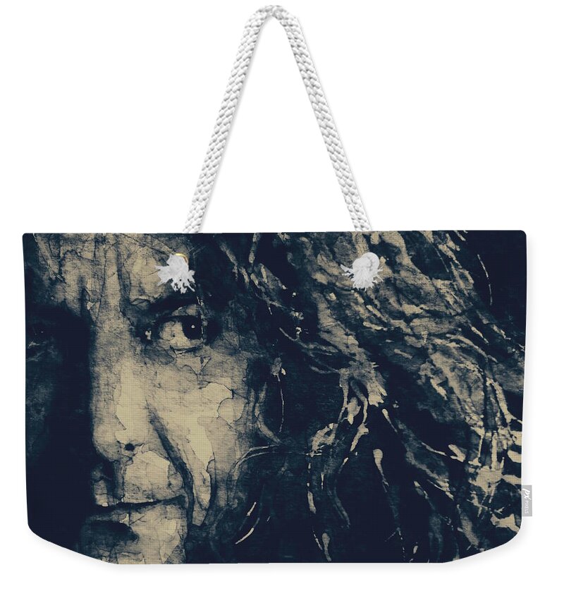 Led Zeppelin Weekender Tote Bag featuring the painting Led Zeppelin Robert Plant by Paul Lovering
