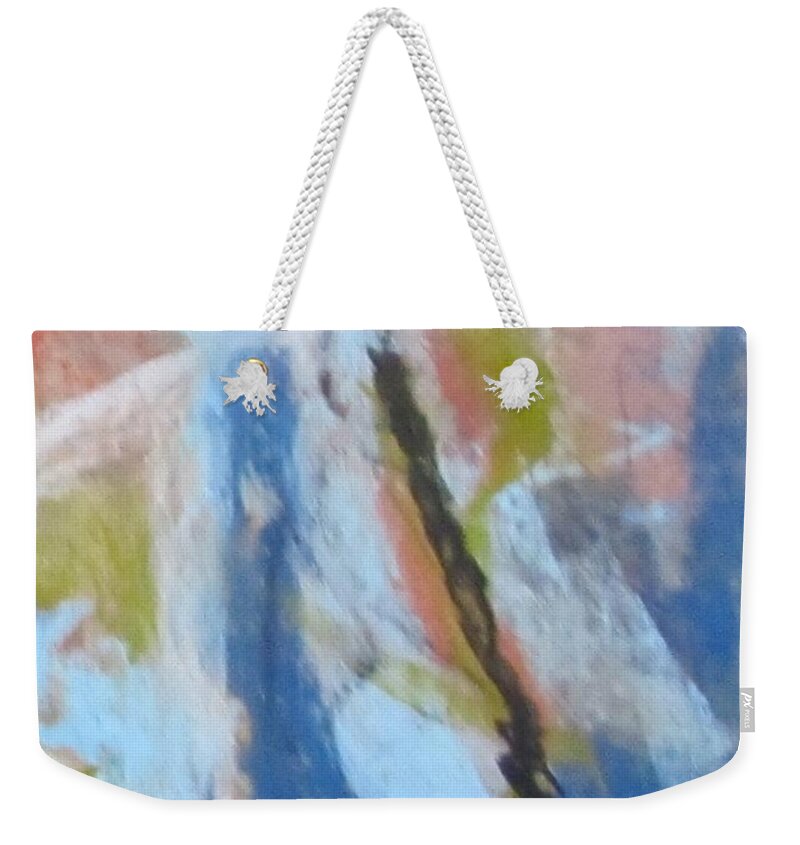 Blue Weekender Tote Bag featuring the pastel Left Hand Abstract Series #1 Right Diptych by Barbara O'Toole