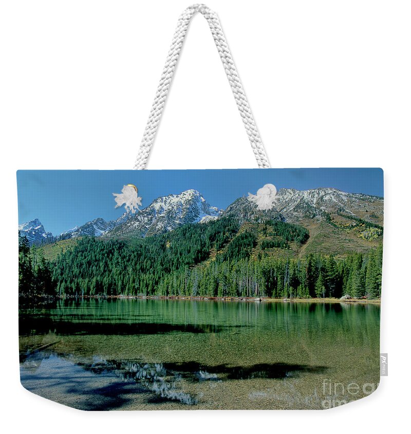 Dave Welling Weekender Tote Bag featuring the photograph Leigh Lake Grand Tetons National Park Wyoming by Dave Welling