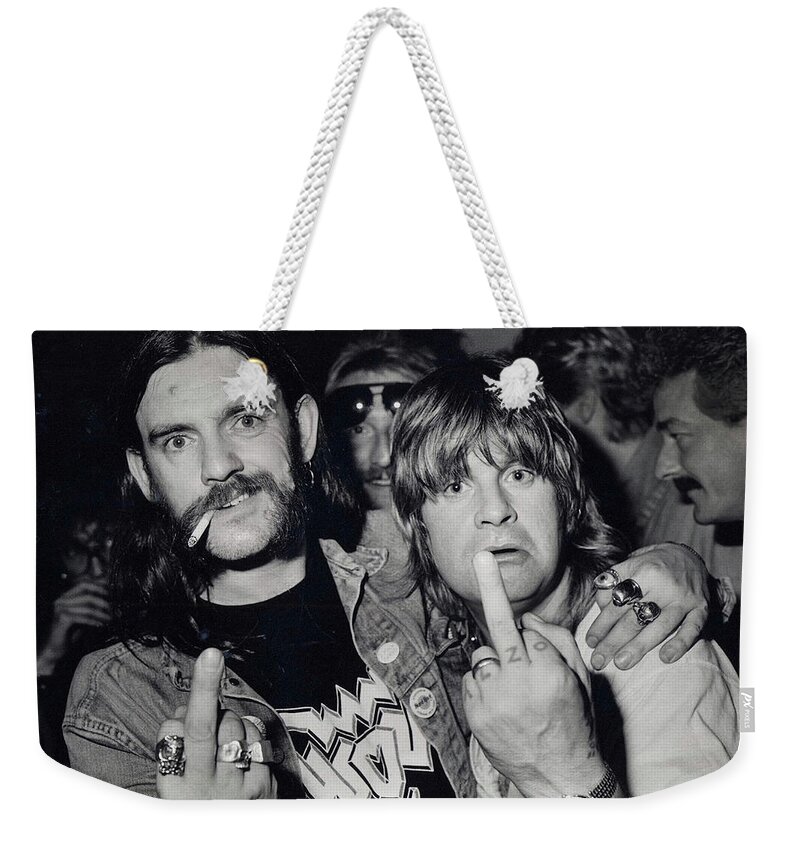 Lemmy Weekender Tote Bag featuring the photograph Lemmy and Ozzy by Stephen Payne