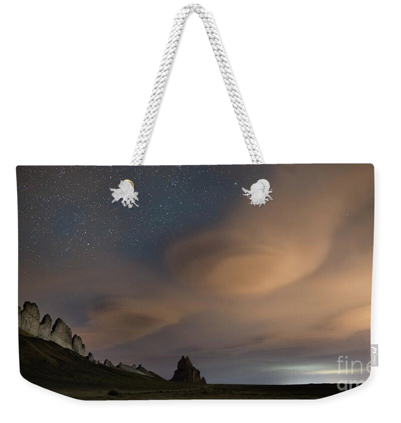 Shiprock Weekender Tote Bag featuring the photograph Lenticular clouds at Shiprock by Keith Kapple