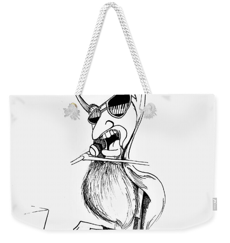 Leon Weekender Tote Bag featuring the drawing Leon by Michael Hopkins