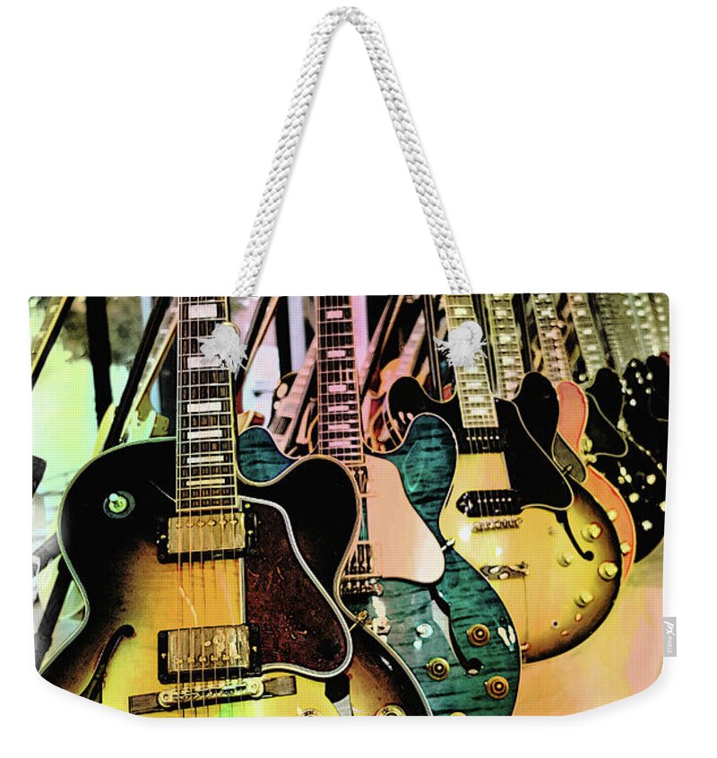 Guitar Weekender Tote Bag featuring the digital art Les Pauls by John Kain