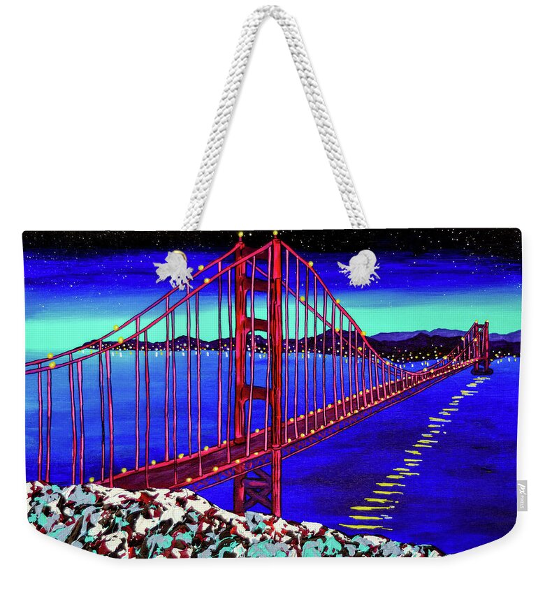 Golden Gate Bridge Weekender Tote Bag featuring the painting Let's Build a Bridge by Ashley Wright