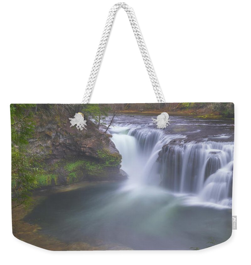 Lewis River Falls Weekender Tote Bag featuring the photograph Lewis River Rainfall by Darren White