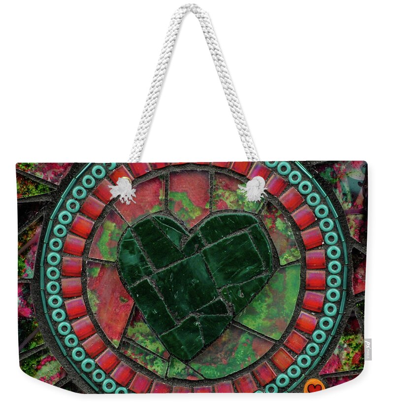 Heart Weekender Tote Bag featuring the glass art Lichen by Cherie Bosela