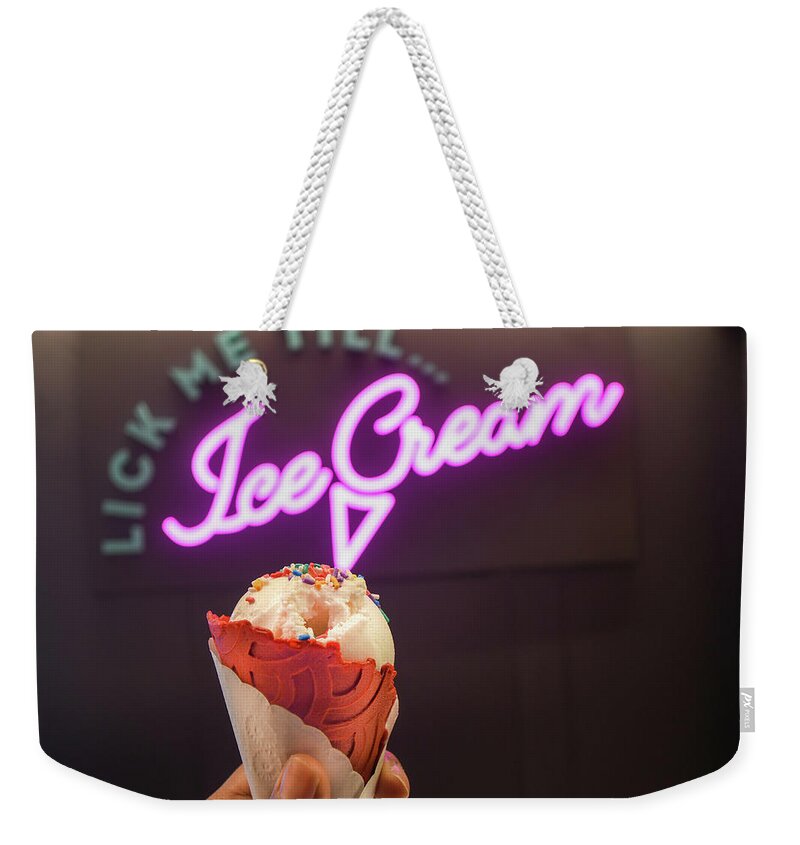 Icecream Weekender Tote Bag featuring the photograph Lick me till... Ice Cream by Andrew Lalchan