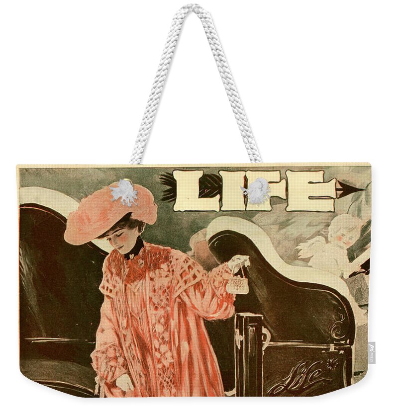 Edwardian Woman Weekender Tote Bag featuring the mixed media Life Magazine Cover, January 17, 1907 by Henry Hutt