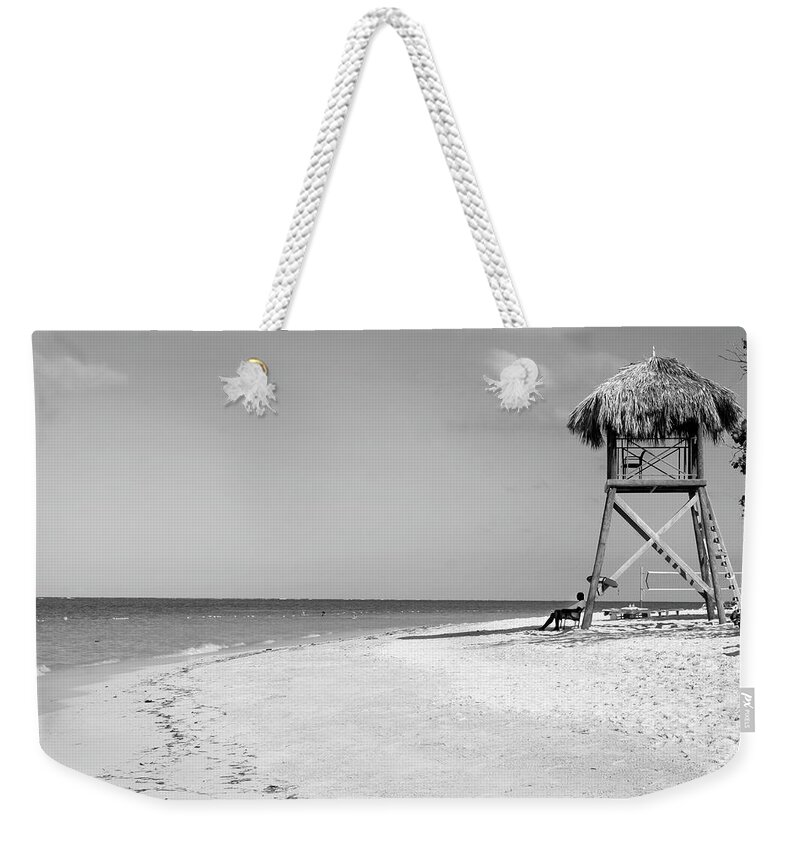 Beach Weekender Tote Bag featuring the photograph Lifeguard Chillaxing by Gina Cinardo