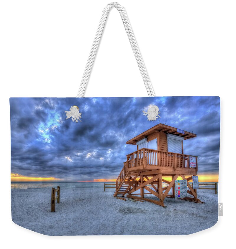 Beach Weekender Tote Bag featuring the photograph Lifeguard Stand #7 by Carolyn Hutchins