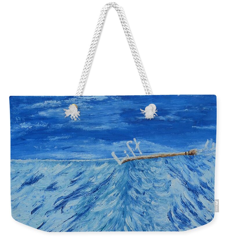Blue Sky Weekender Tote Bag featuring the painting Lift by Christina Knight