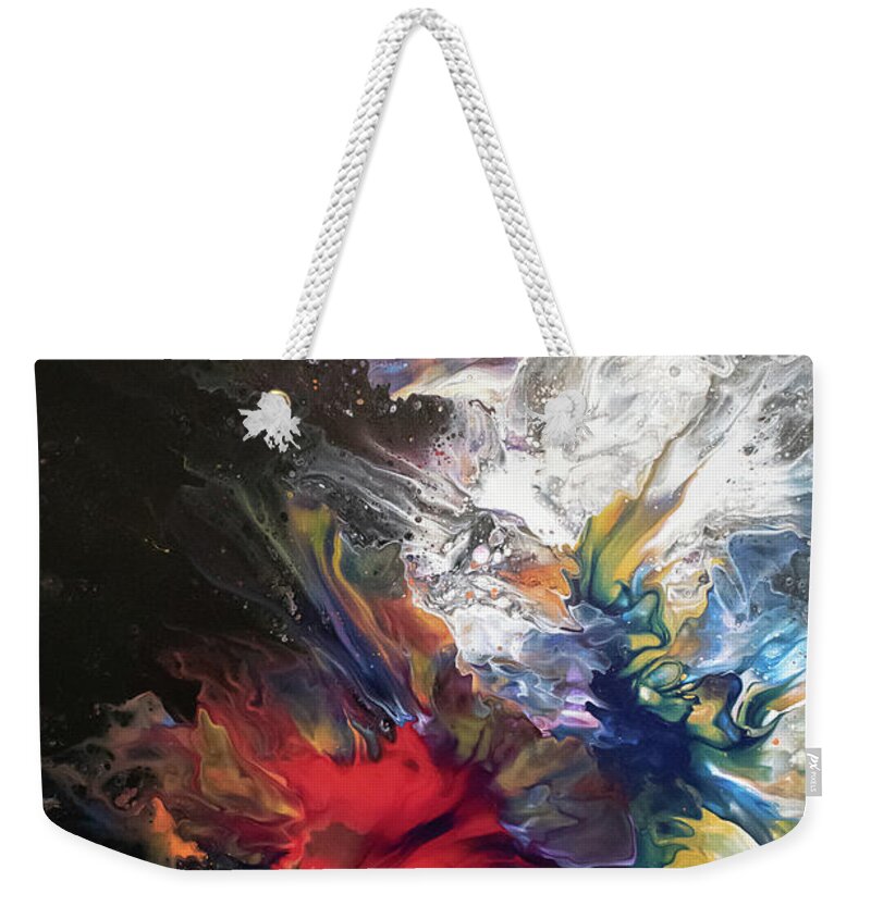 Pour Weekender Tote Bag featuring the mixed media Light and Darkness by Aimee Bruno
