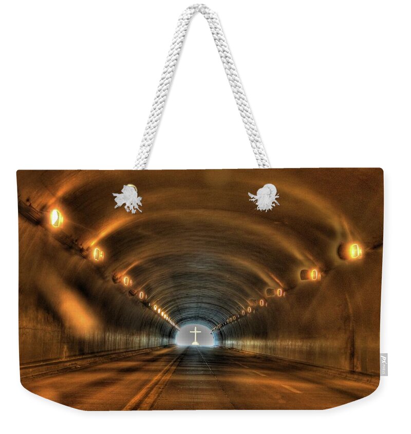 Jesus Weekender Tote Bag featuring the photograph Light at the End by John Handfield