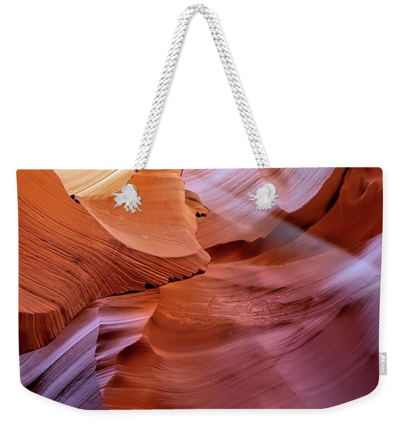 Antelope Canyon Weekender Tote Bag featuring the photograph Light It Up by Dan McGeorge