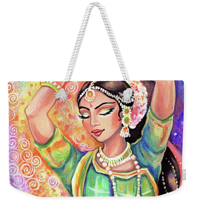 Indian Dancer Weekender Tote Bag featuring the painting Light of Ishwari by Eva Campbell