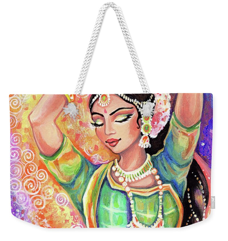 Indian Dancer Weekender Tote Bag featuring the painting Light of Ishwari v1 by Eva Campbell