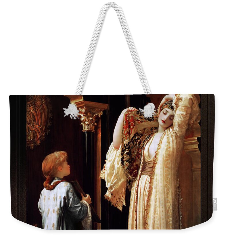 Light Of The Harem Weekender Tote Bag featuring the painting Light of the Harem by Lord Frederic Leighton Remastered Xzendor7 Fine Art Old Masters Reproductions by Rolando Burbon